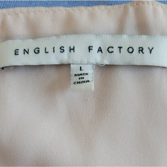 English Factory Lace & Satin Fit & Flare Dress Size Large Blush Pink - Picture 8 of 10